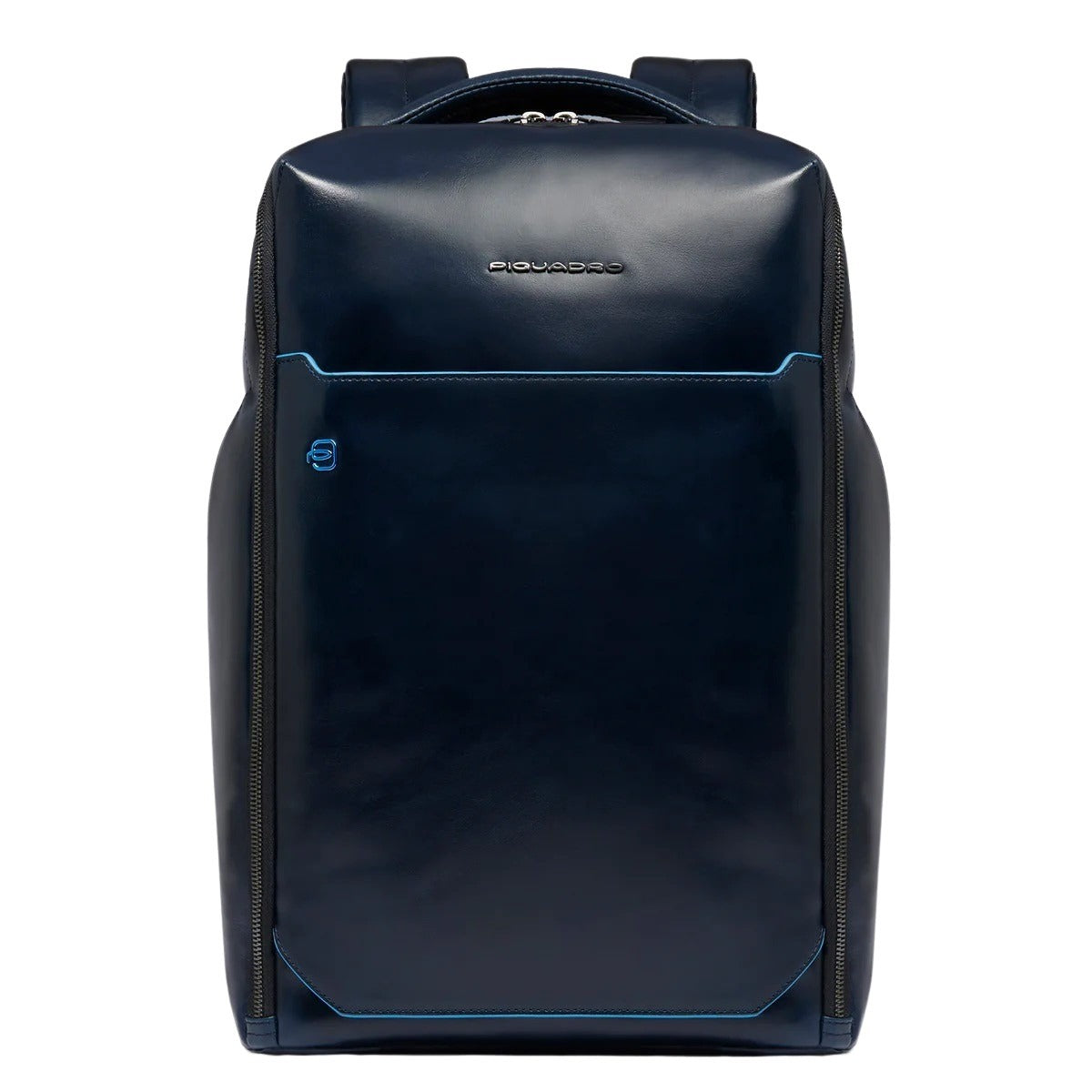 Piquadro unisex 15.6-inch laptop backpack with padded compartment and sleek black design, suitable for everyday use.