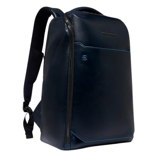 Piquadro 15.6-inch unisex PC backpack with sleek black design, multiple compartments, and padded shoulder straps for comfort.