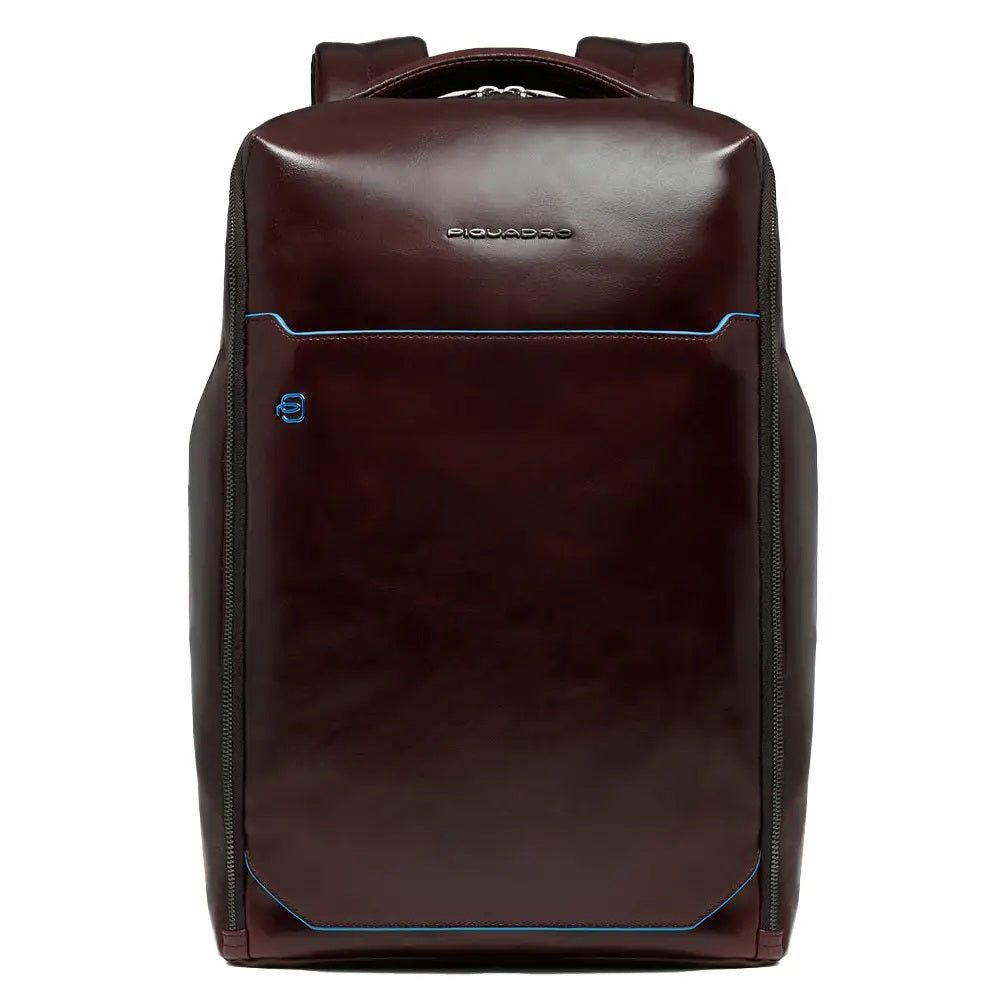Piquadro unisex laptop backpack for 15.6-inch computers with multiple compartments and padded straps.