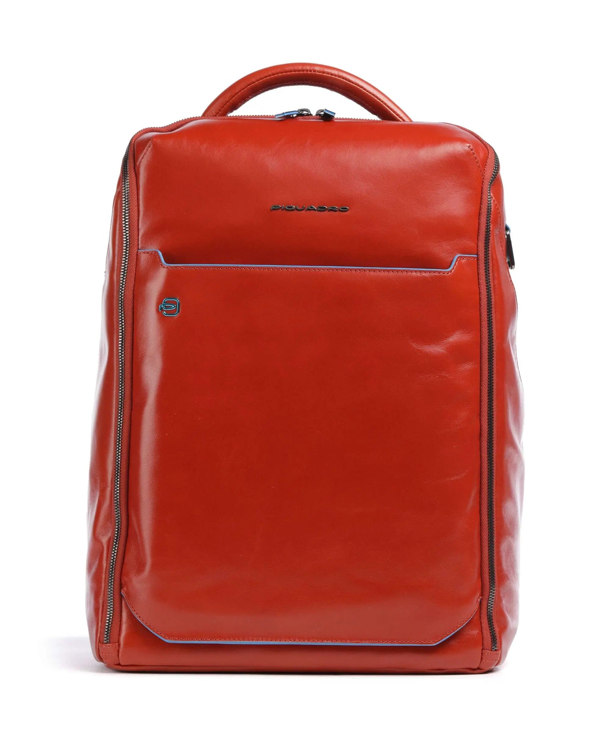 Piquadro unisex 15.6-inch laptop backpack with multiple compartments and padded straps, designed for everyday use.
