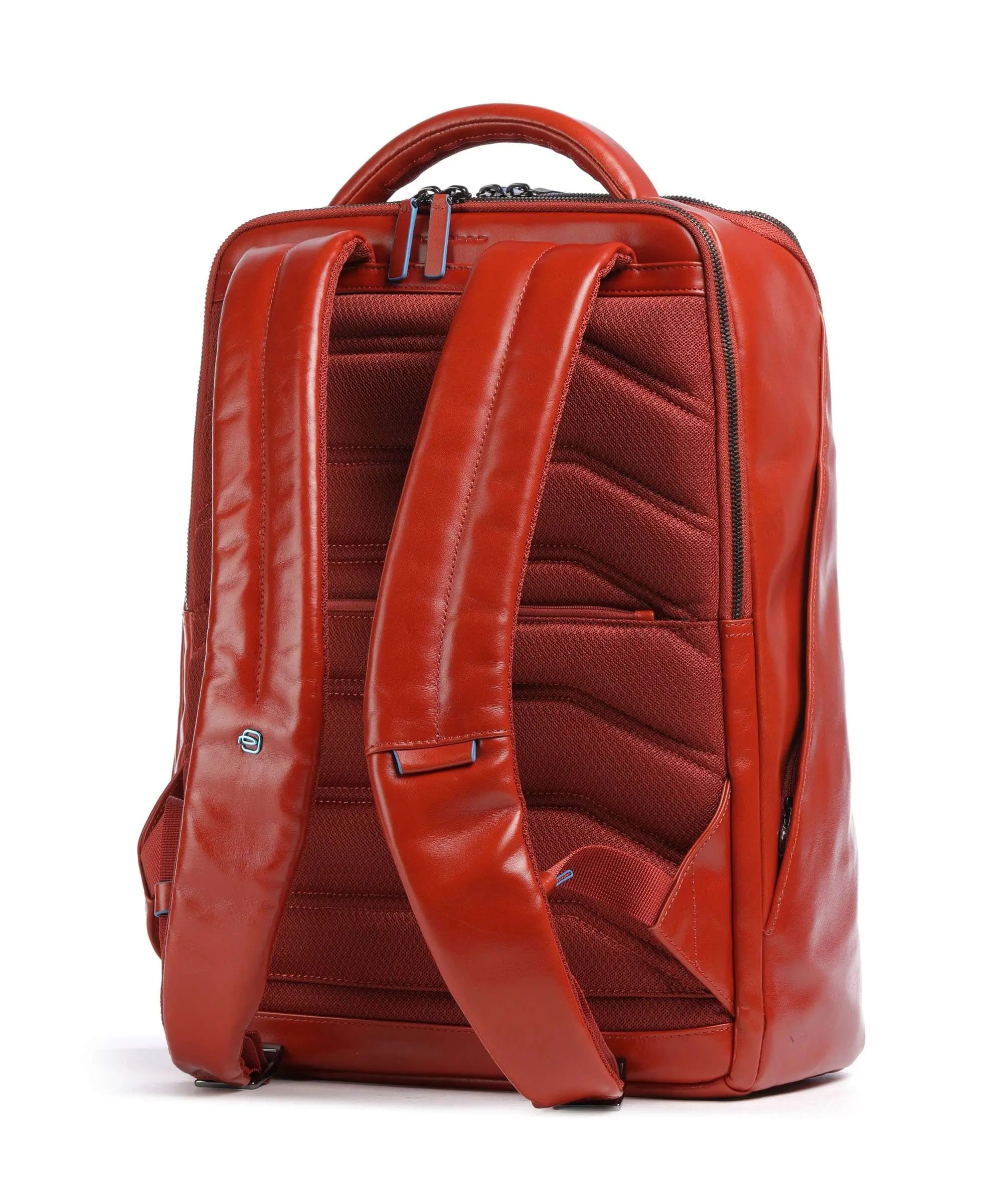 Piquadro unisex 15.6-inch laptop backpack with padded compartments and sleek black design, suitable for work or travel.