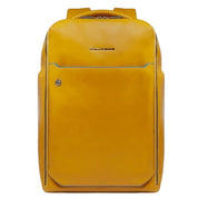Piquadro unisex 15.6-inch laptop backpack with padded compartment and sleek black design, made for carrying laptops and accessories.