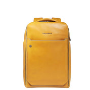 Blue Piquadro 14-inch laptop backpack with a square design, unisex style, suitable for carrying notebooks and accessories