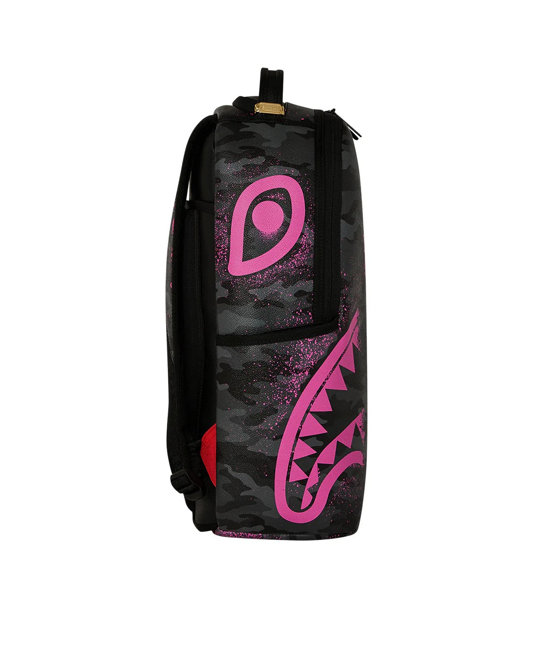Sprayground Peanuts Snoopy pink stencil backpack for unisex, featuring a playful Snoopy design on a stylish zippered bag.