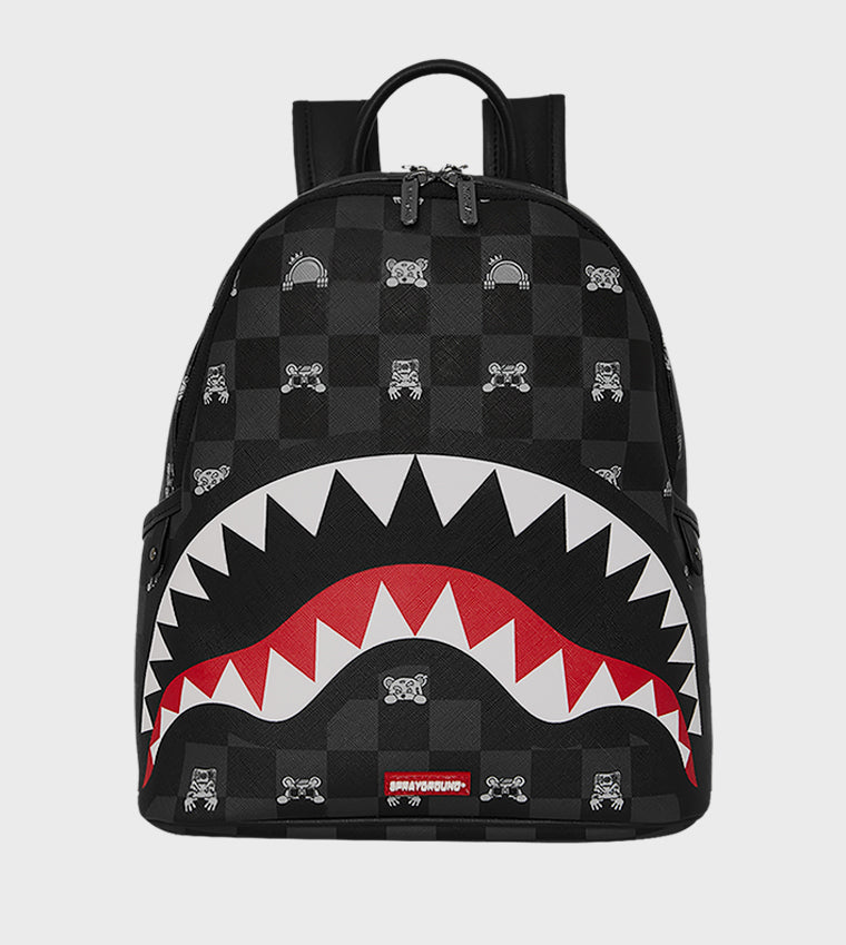 Gray Peeking Character Check Savage Backpack Sprayground - MYLILLY