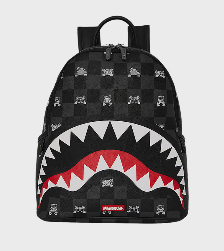 Gray Peeking Character Check Savage Backpack Sprayground - MYLILLY