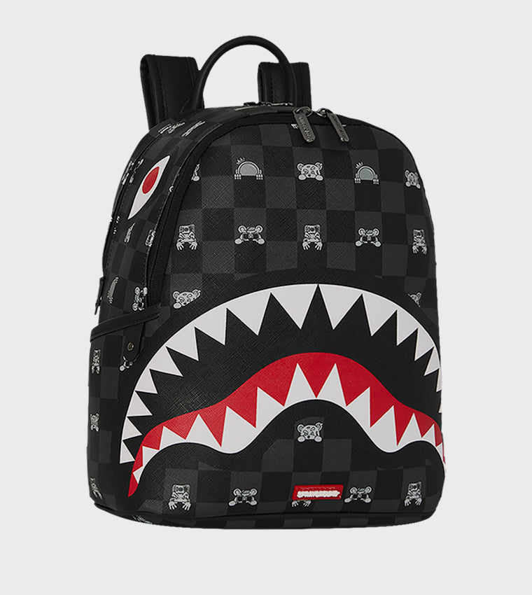 Gray Peeking Character Check Savage Backpack Sprayground - MYLILLY