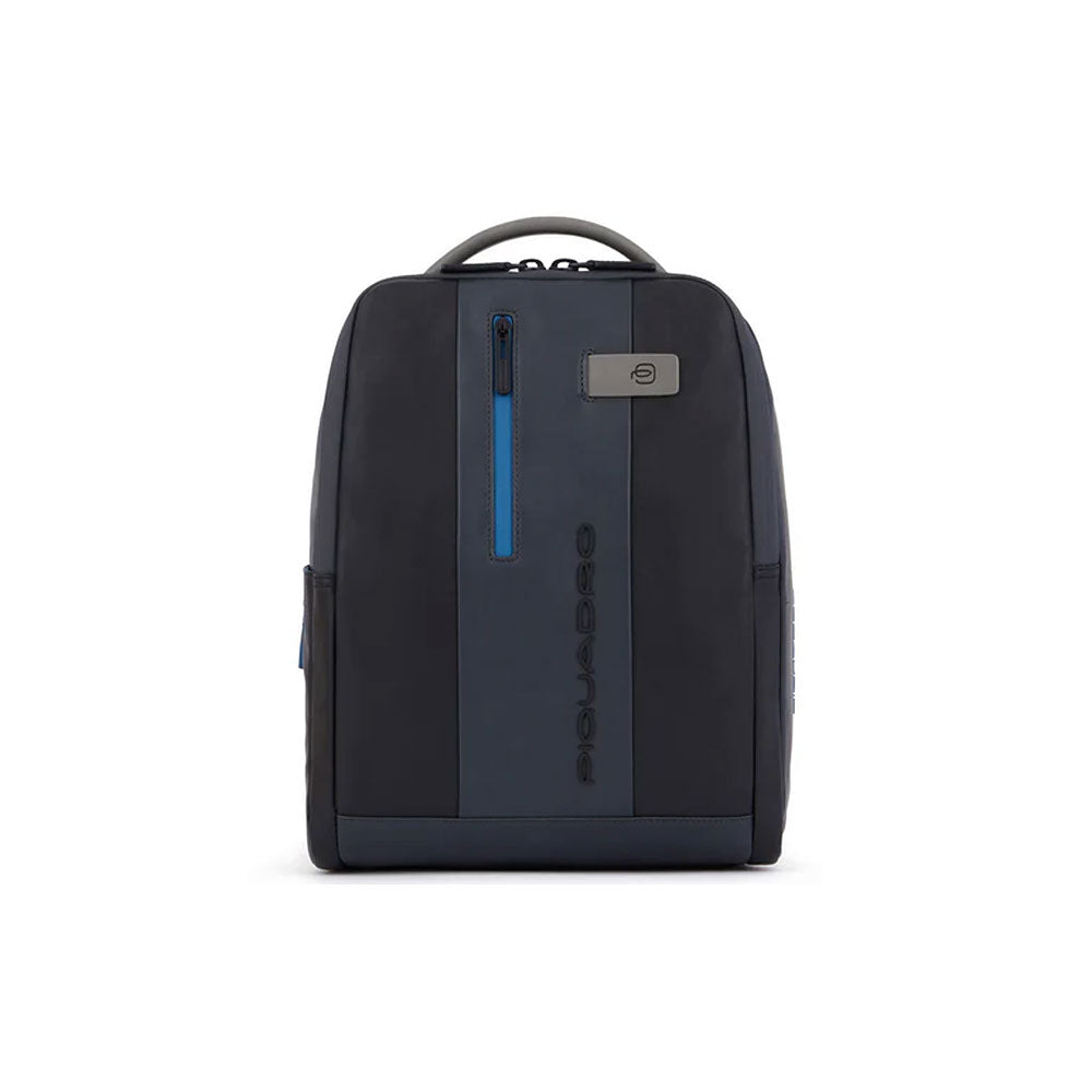 Piquadro Urban men's backpack with 14-inch laptop compartment, stylish black design, ideal for office and travel.