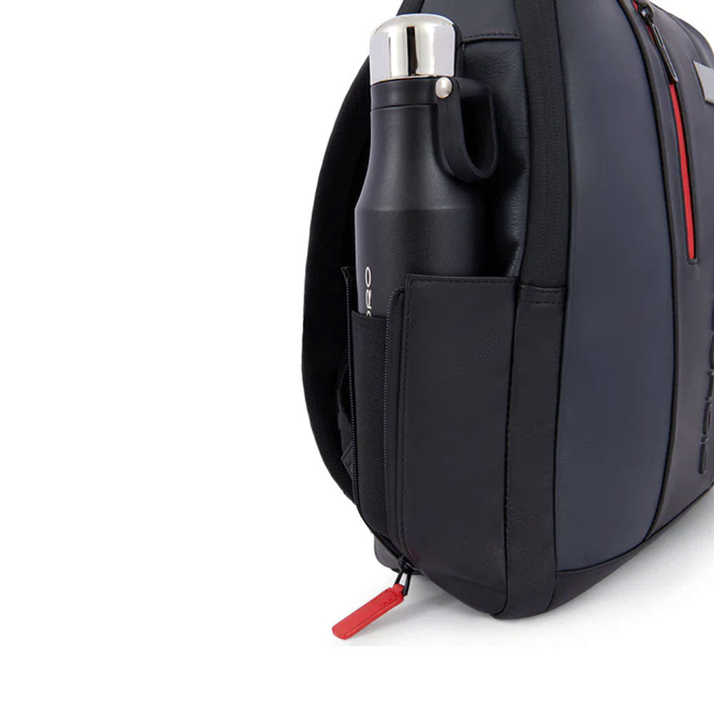 Piquadro Urban backpack with 14-inch laptop compartment, black nylon material, ergonomic straps, and modern design.